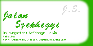 jolan szephegyi business card