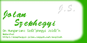 jolan szephegyi business card